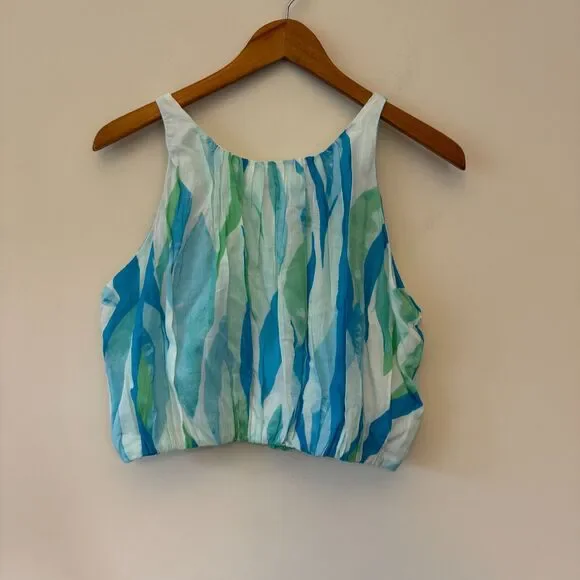 NWT Elan Women's White Cotton Puffy Elastic Waist Tank Top Large - Picture 1 of 7